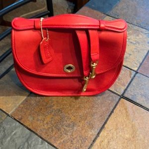Vintage Coach Plaza Bag - Small Red